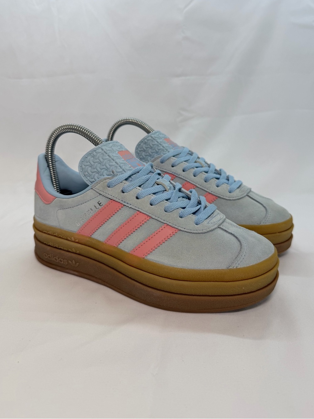 adidas Gazelle Bold J JI3384 Blue Pink Platform Sneakers Size 4Y